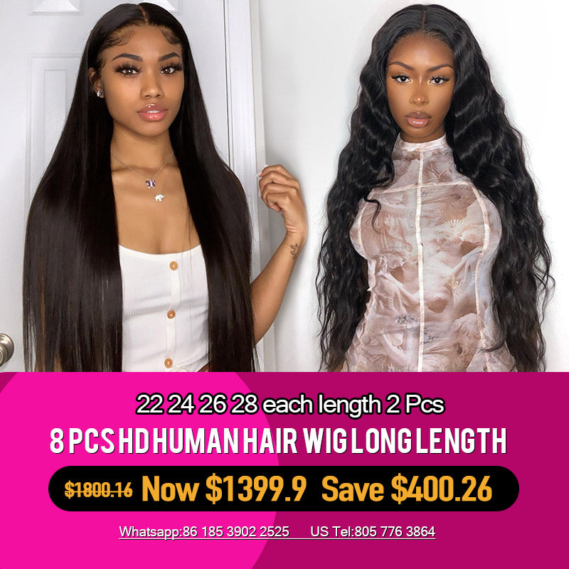Lace Frontal Wig 22 24 26 28 Inch Wholesale Human Hair Wig 8 Pcs Pack Sale