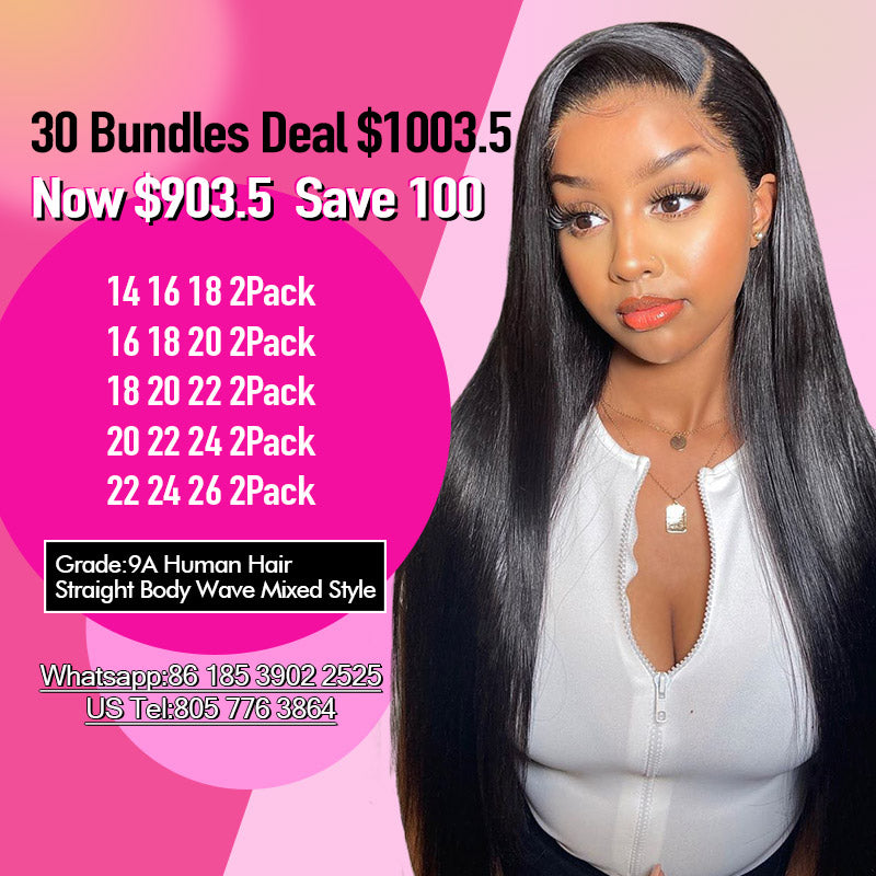 Wholesale Human Hair Weave 30 Bundles Pack Sale Mixed Length