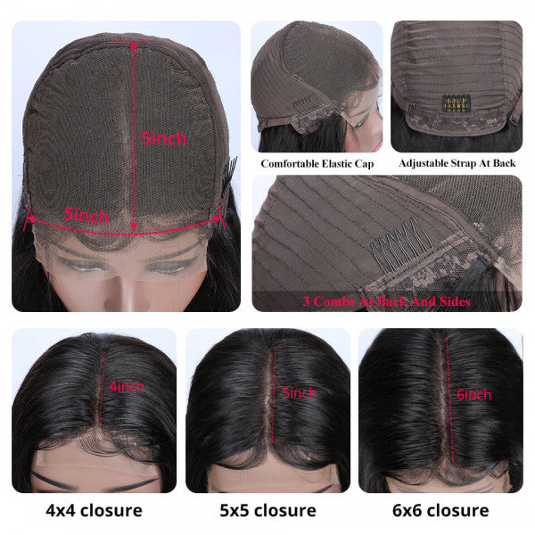 5x5 Lace Closure Wig Pre-plucked HD Lace Wigs Glueless Straight Human Hair Lace Front Wig Wear and Go Wig