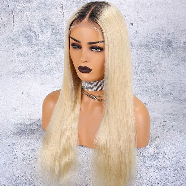 Glueless Wig 13x4 Ombre Straight Lace Front Wig T1B/613 Full Lace Frontal Wigs Pre Plucked Colored Human Hair Wigs
