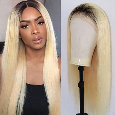 Glueless Wig 13x4 Ombre Straight Lace Front Wig T1B/613 Full Lace Frontal Wigs Pre Plucked Colored Human Hair Wigs
