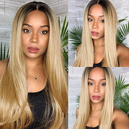 Glueless Wig 13x4 Ombre Straight Lace Front Wig T1B/613 Full Lace Frontal Wigs Pre Plucked Colored Human Hair Wigs