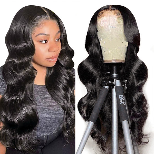 Body Wave Glueless Lace Closure Wig 6x6 HD Lace Front Wig Pre-plucked Body Wave Human Hair Wig