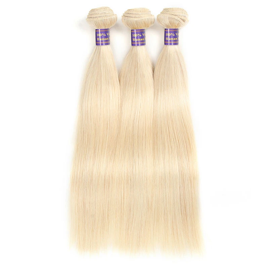 613 Blonde Raw Brazilian Straight Hair 3 Bundles Mink Virgin Hair Human Hair High Quality Hair Weave