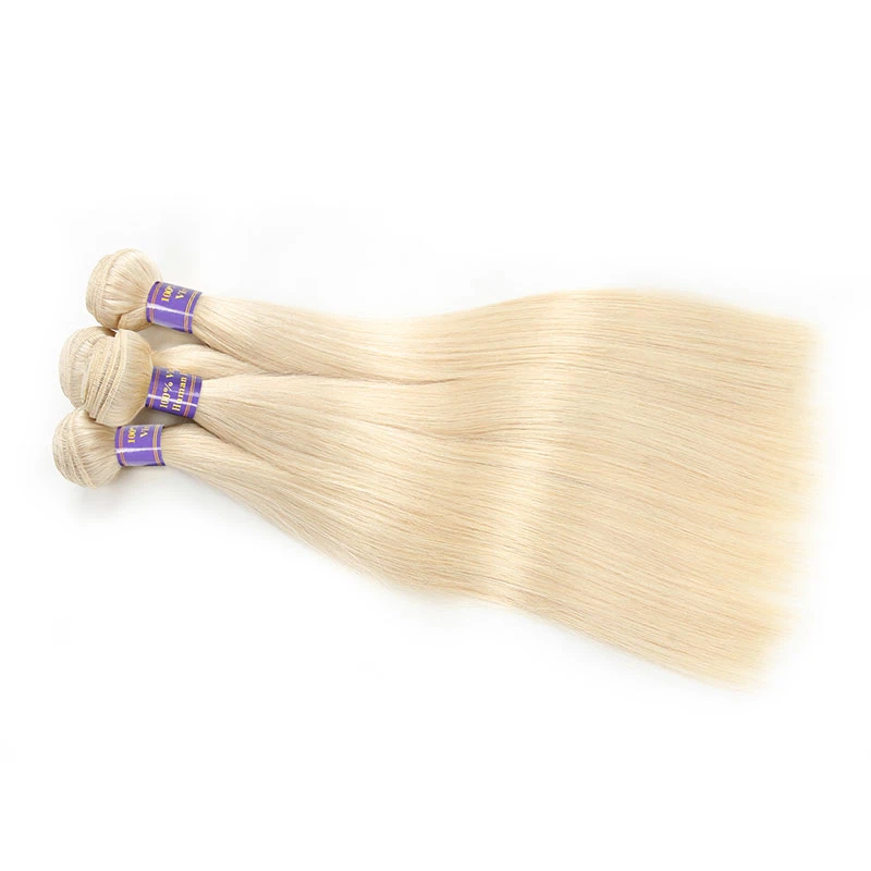 613 Blonde Raw Brazilian Straight Hair 3 Bundles Mink Virgin Hair Human Hair High Quality Hair Weave