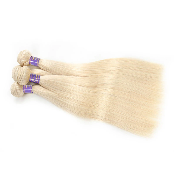 613 Blonde Raw Brazilian Straight Hair 3 Bundles Mink Virgin Hair Human Hair High Quality Hair Weave