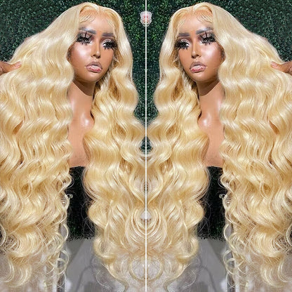 Wear and Go 613 Frontal Wig Long Blonde Body Wave Wig Pre-plucked 13x4 HD Lace Front Glueless Human Hair Wig With Bleached Knots