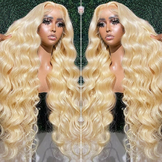 Wear and Go 613 Frontal Wig Long Blonde Body Wave Wig Pre-plucked 13x4 HD Lace Front Glueless Human Hair Wig With Bleached Knots