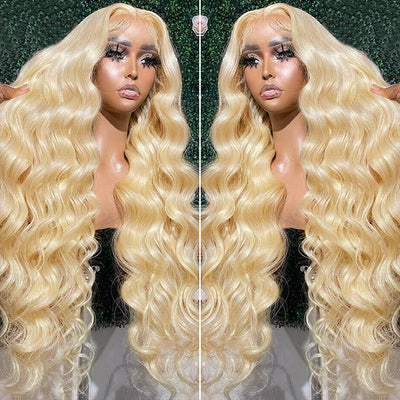 Wear and Go 613 Frontal Wig Long Blonde Body Wave Wig Pre-plucked 13x4 HD Lace Front Glueless Human Hair Wig With Bleached Knots