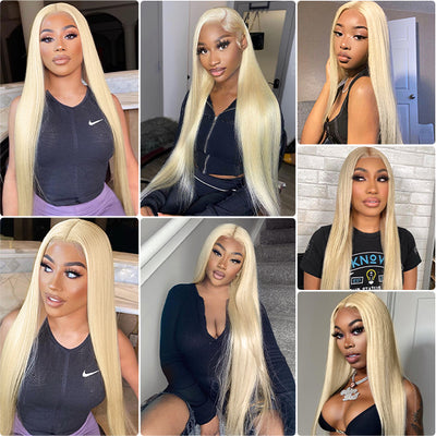 613 Color Full Lace Frontal Wig Straight Wig Glueless Human Hair Wig Straight Hair