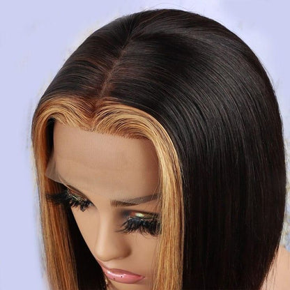 Honey Blonde Straight Lace Front Wig 1B/27 Short BoB Wig