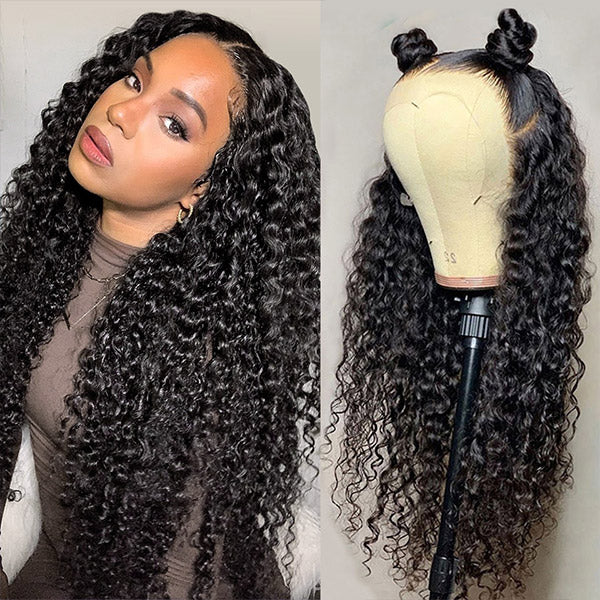 Deep Wave Full Lace Frontal Wig Glueless Human Hair Wig Transparent HD Full Lace Wig For Black Women