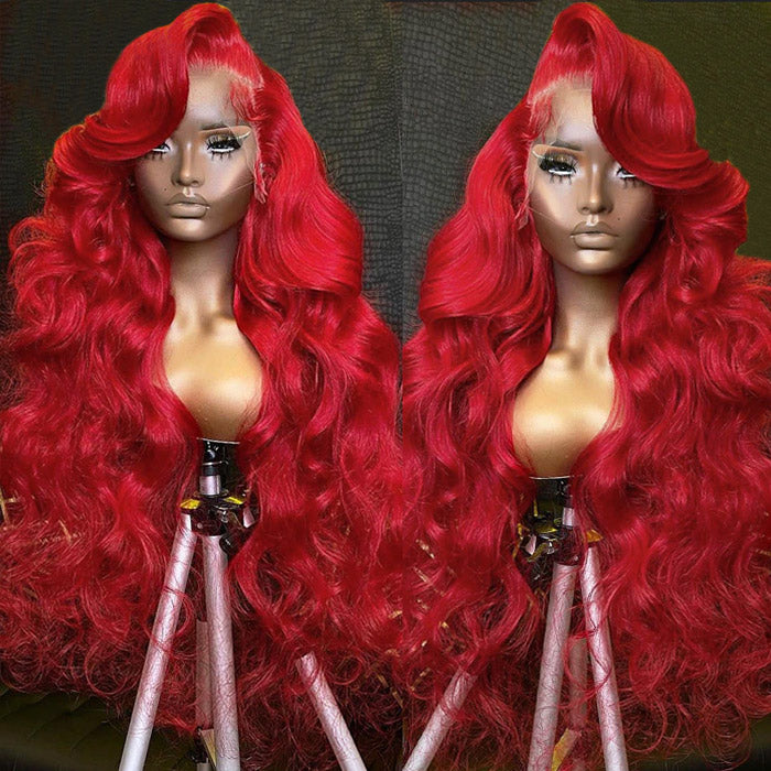 Glueless Wig Red Human Hair Wig 13x4 Lace Front Wig Body Wave Hair Wig