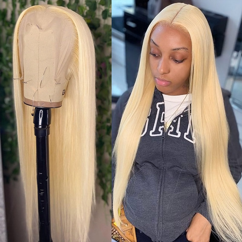 40 Inch Long Wig 200% Density 613 Human Hair Wigs 13x6 Lace Frontal Wig Honey Blonde Straight Hair Wigs Wear Go Wigs