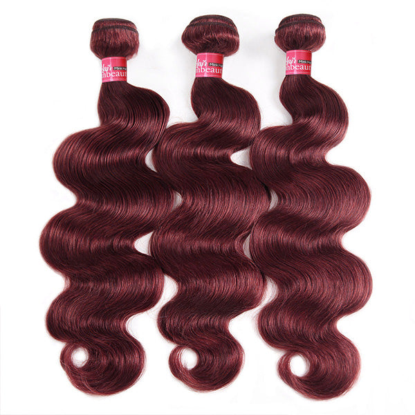 Burgundy Bundles with Closure Body Wave Human Hair 3 Bundles With 4x4 Lace Closure Brazilian Hair