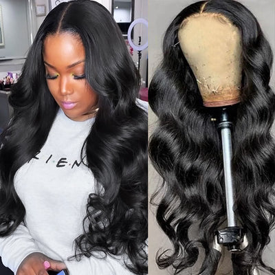 Body Wave Lace Closure Wigs 200% Density 4x4 Lace Wigs Glueless Body Wave Human Hair Wigs