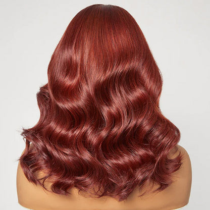 Copper Red Body Wave Lace Front Wig Glueless Short Bob Wig 14 Inch Lace Wigs