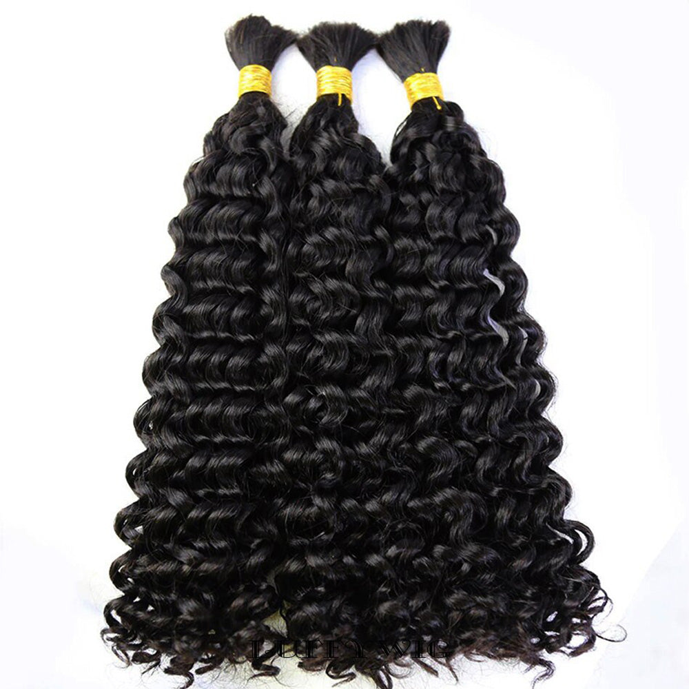 Curly Human Braiding Hair Bulk No Weft Double Drawn Extensions Real Human Hair Bulk For Braiding