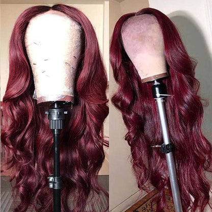 99J Glueless Wig Body Wave Lace Front Wig Burgundy Color 13x4 Hair Wig 30 Inch Long Lace Wigs With Baby Hair