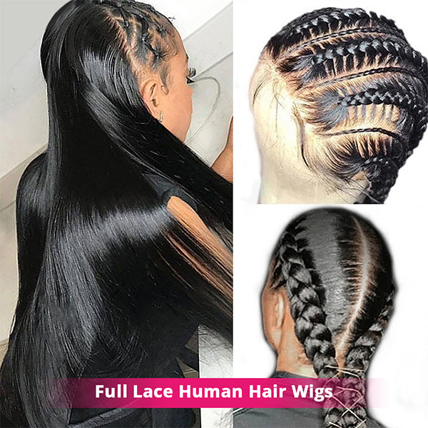 Full Lace Wigs 180% Density Wear Go Straight Human Hair Wig 360 Full Lace Wigs Restyled Freely