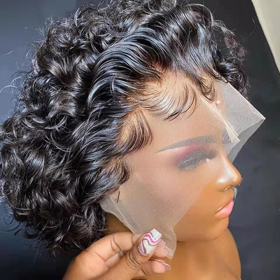 Short Cut Curly Compact 13x4 Lace Frontal Wig