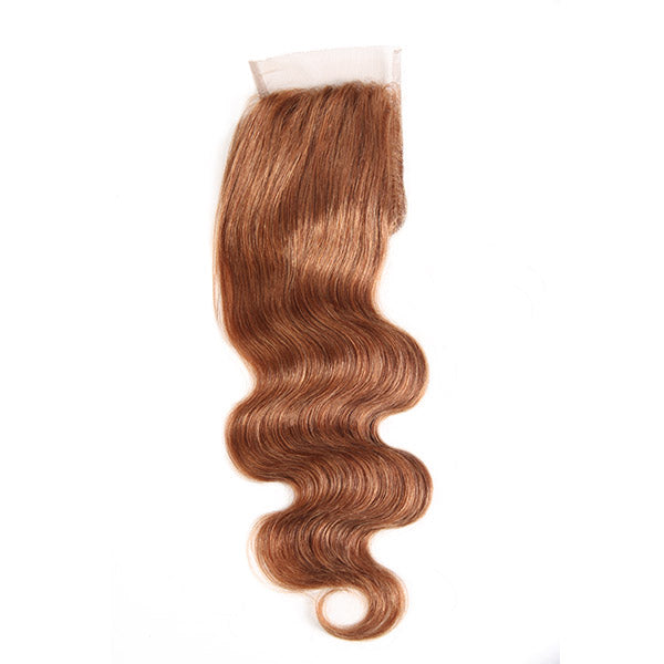 Brazilian Hair 4# Body Wave 3 Bundles With Lace Closure Colored Human Hair