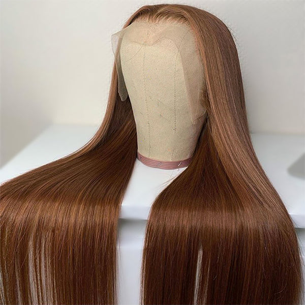 200% Density Wear Go Straight Wig Pre-plucked 13x4 HD Lace Front Wig #4 Chestnut Brown Lace Front Human Hair Wigs Straight Hair