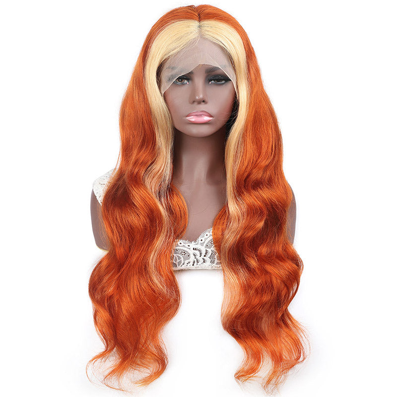 13x4 Lace Front Human Hair Wigs Ginger Human Hair Wig Highlights 30 Inch Body Wave Lace Front Wig Glueless 613 Blonde Human Hair Wig