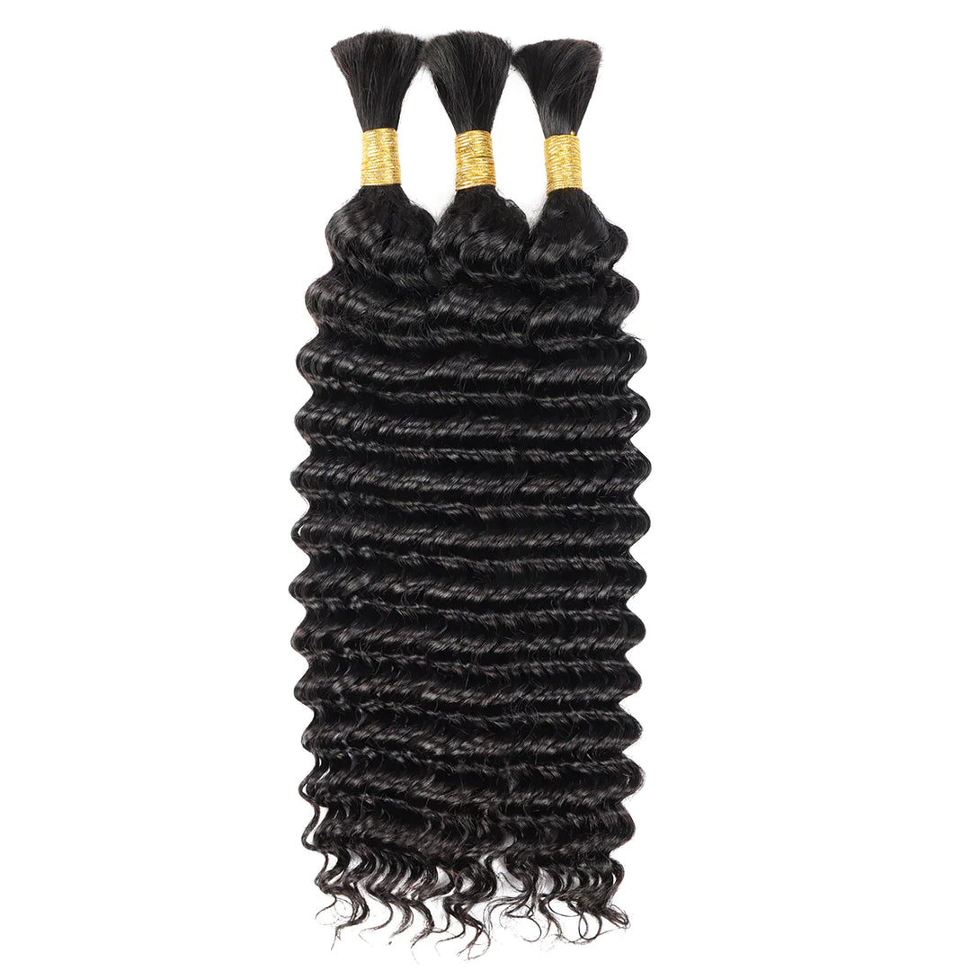 Bulk Human Hair Deep Wave Human Hair For Braiding 100% Unprocessed No Weft Human Hair Bulk Extensions