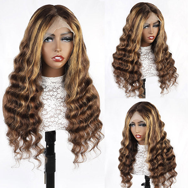 Highlight Loose Deep Lace Front Wig 150 Density Human Hair Wig Glueless Wigs
