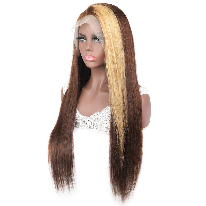 30 Inch Straight Lace Front Wig #27/4 Highlight Brown Lace Frontal Wigs Straight Glueless Wig