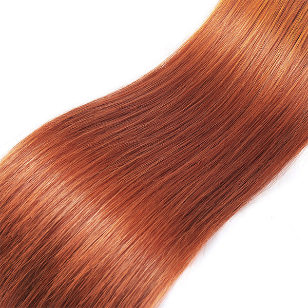 Ginger Straight Hair 3 Bundles With HD 4x4 Lace Closure Ginger Orange Color