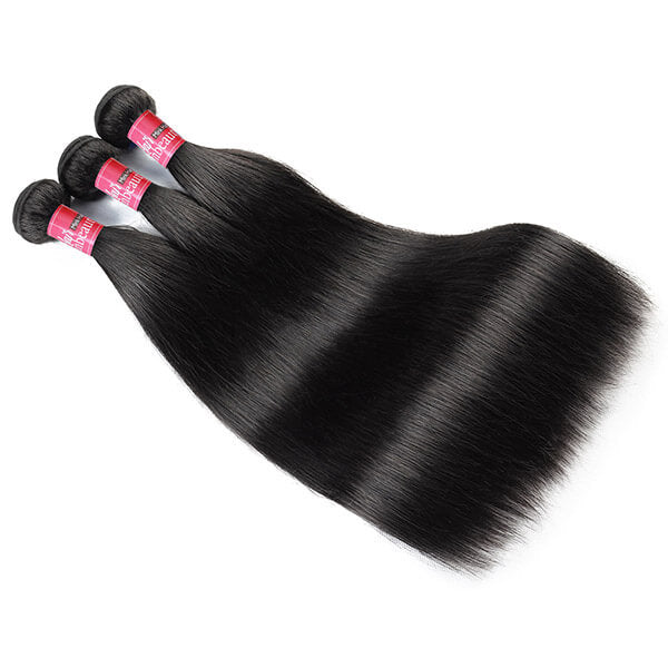 Virgin Peruvian Straight Hair Bundles with 13*4 Lace Frontal on Sale