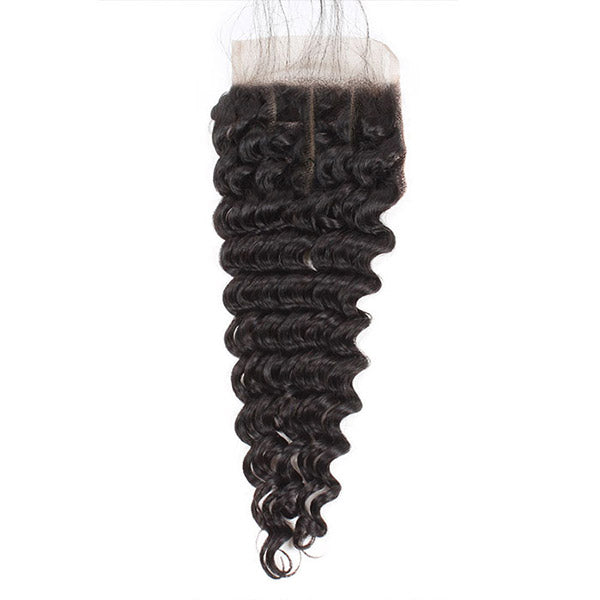 Brazilian Deep Wave With 4*4 Lace Closure 100% Unprocessed Human Hair ExtensionMink Hair 4 Bundles Deep Wave Hair with 4*4 Lace Closure Brazilian Hair Extensions