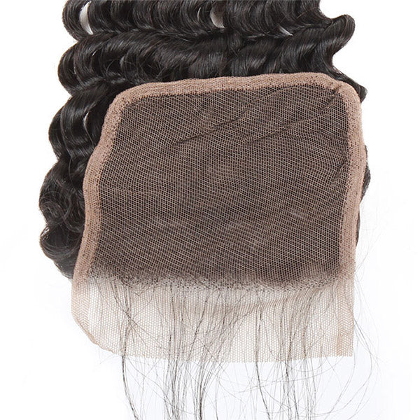 Mink Hair 100% Virgin Brazilian Deep Wave Human Hair 3 Bundles With 5*5 Lace Closure