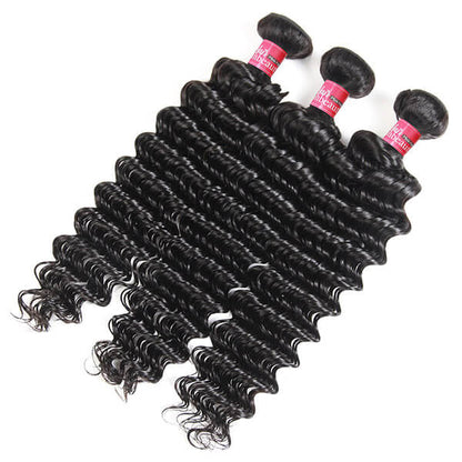 Indian Hair Deep Wave With 4*4 Lace Closure 100% Unprocessed Human Hair Extension