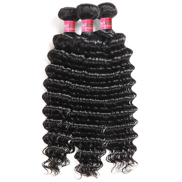 High Quality  Virgin Peruvian Hair Deep Wave Hair 3 Bundles Human Hair Extension Natural Color