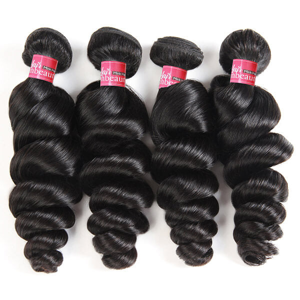 High Quality Virgin Mink Hair Loose Wave Natural Color Wavy 100% Unprocessed Virgin Peruvian Hair 4 Bundles Full Head