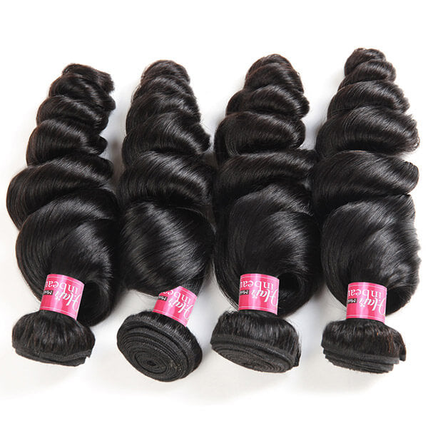 Brazilian Wavy Hair 4 Bundles Loose Wave Hair Bundles Natural Color