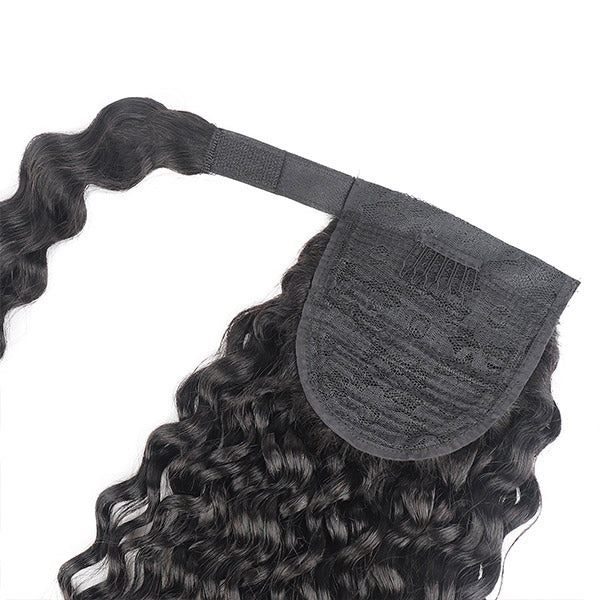 Water Wave Ponytail Human Hair Wrap Arount Clip In Hair Extensions Natural Wave Ponytail
