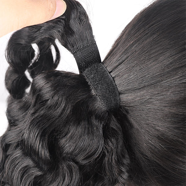 Water Wave Ponytail Human Hair Wrap Arount Clip In Hair Extensions Natural Wave Ponytail