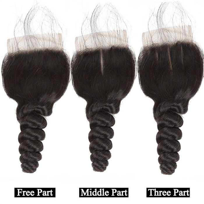 Brazilian Loose Wave Hair 3 Bundles with 4x4 Lace Closure Human Hair Bundles With Closure