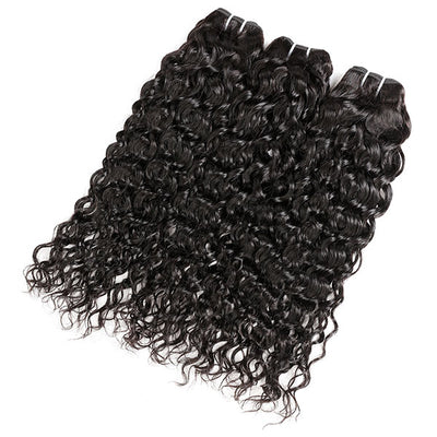 High Quality Virgin Water Wave Hair 4 Bundles With 13*4 Lace Frontal