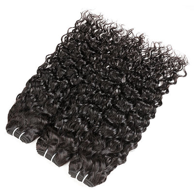 High Quality 100% Natural Curls Virgin Human Hair Extensions Natural Color 4 Bundles Full Head Water Wave Hair