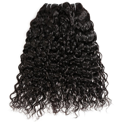 High Quality Virgin Water Wave Hair 4 Bundles With 13*4 Lace Frontal