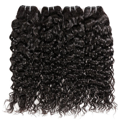 High Quality 100% Natural Curls Virgin Human Hair Extensions Natural Color 4 Bundles Full Head Water Wave Hair