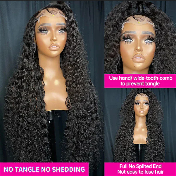 Deep Curly Lace Closure Wig 4x4 Undetectable Lace Wigs Deep Wave Lace Front Wig Glueless Wigs