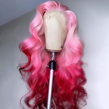 Pink Body Wave Lace Front Wig Pre-plucked 13x4 HD Lace Body Wave Human Hair Wig Barbie Hair Style