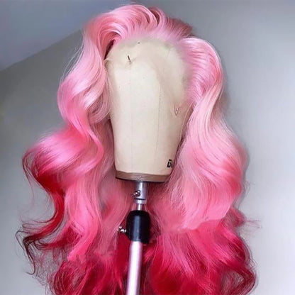 Pink Body Wave Lace Front Wig Pre-plucked 13x4 HD Lace Body Wave Human Hair Wig Barbie Hair Style