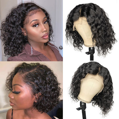 Water Wave Wig Short Hair Wigs Lace Front Bob Wig Human Hair Wavy Bob Wigs Natural Wave Hair